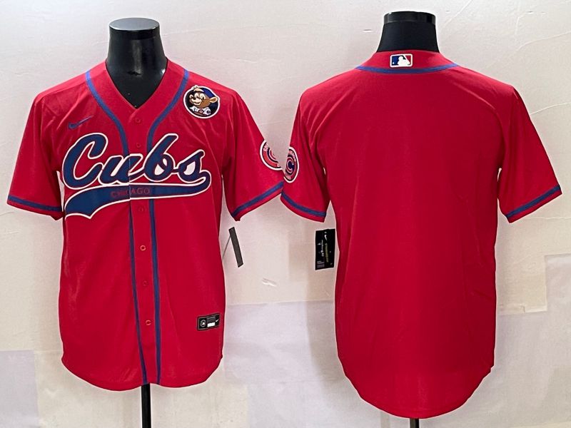 Men 2025 Chicago Cubs Blank Red Joint Name Nike MLB Jersey style 3->chicago cubs->MLB Jersey